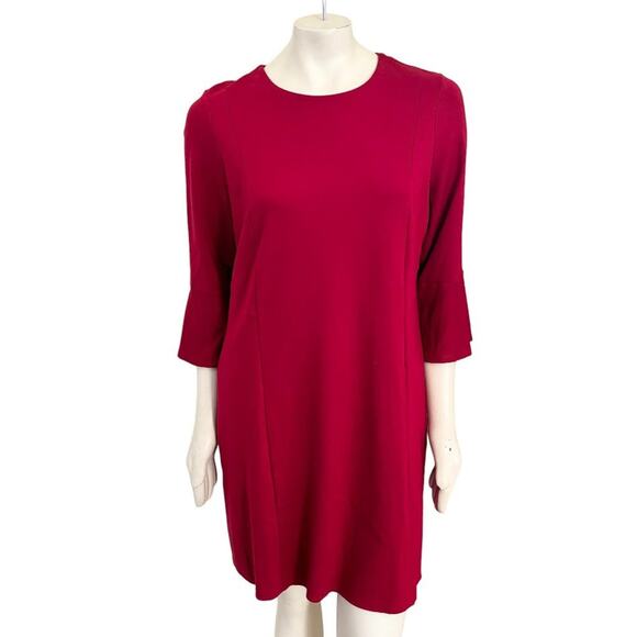 J.JILL Ponte Knit 3/4 Sleeve Dress in True Red with Pockets SZ LP - Picture 1 of 10